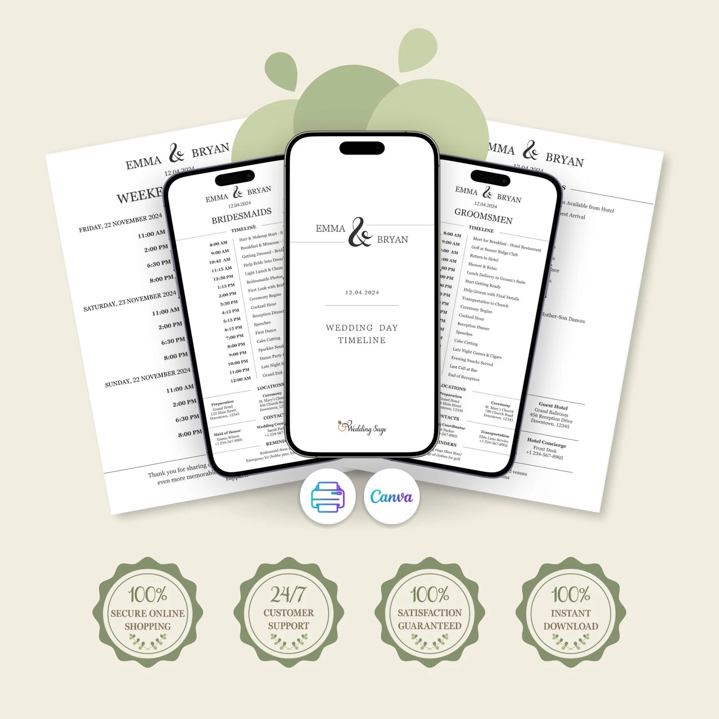 Wedding Day Timeline Templates