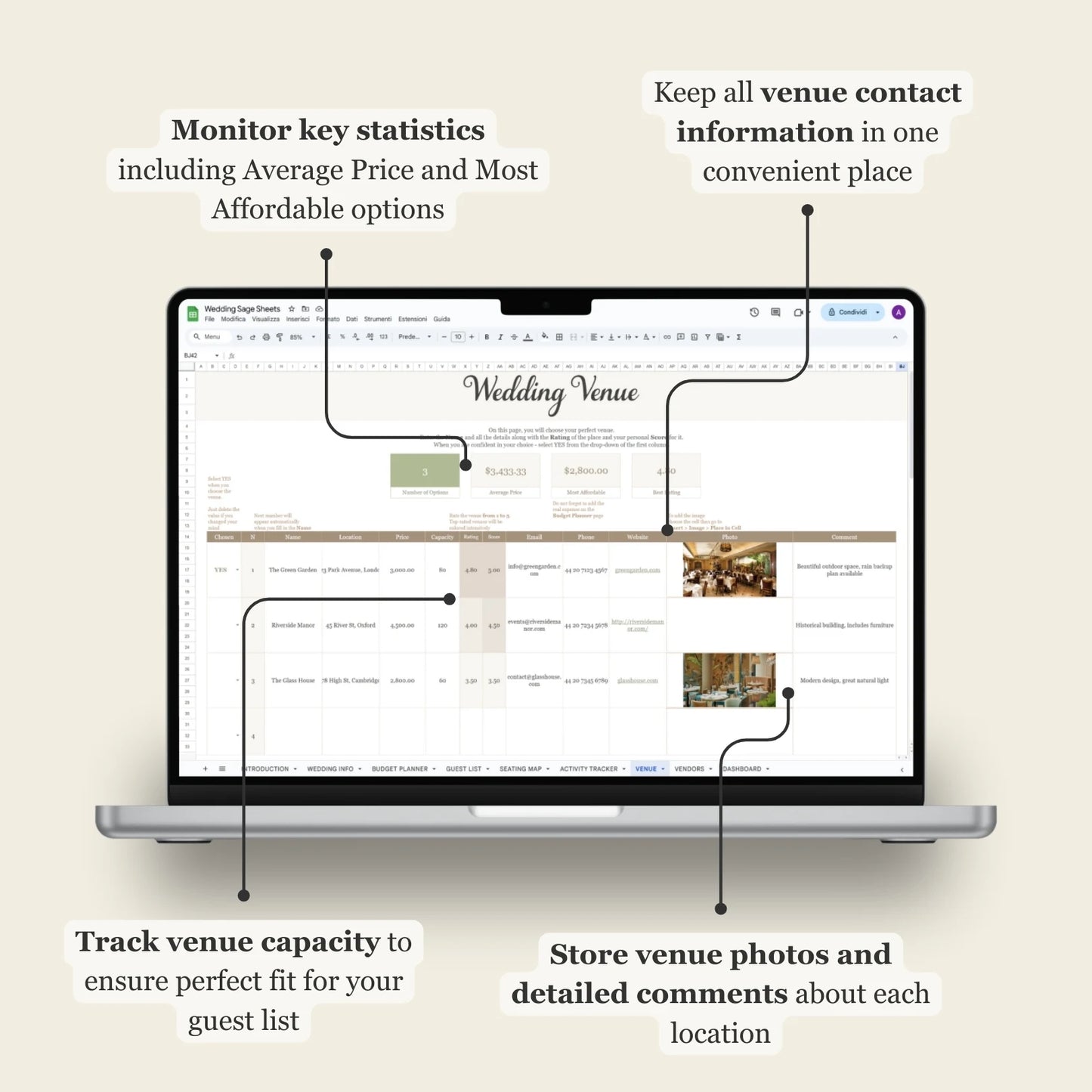 Wedding Google Sheets